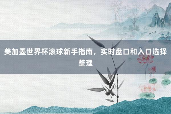 美加墨世界杯滚球新手指南，实时盘口和入口选择整理