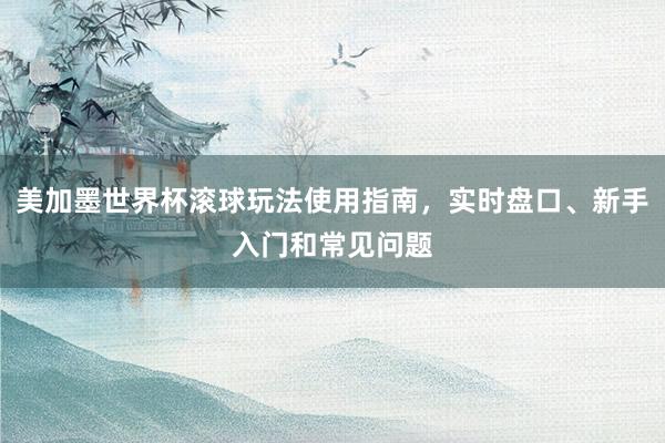 美加墨世界杯滚球玩法使用指南，实时盘口、新手入门和常见问题